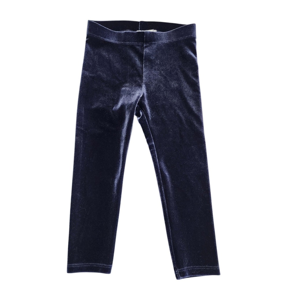 Janie and Jack Girls Navy Blue Velvet Leggings Toddler Size 2T Elasticized Waist